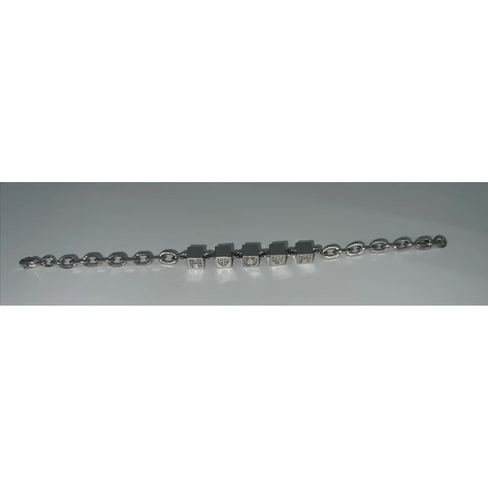 swarovski crystal‎ Women's Block MOM Braclet With Hearts Rhodium Plated